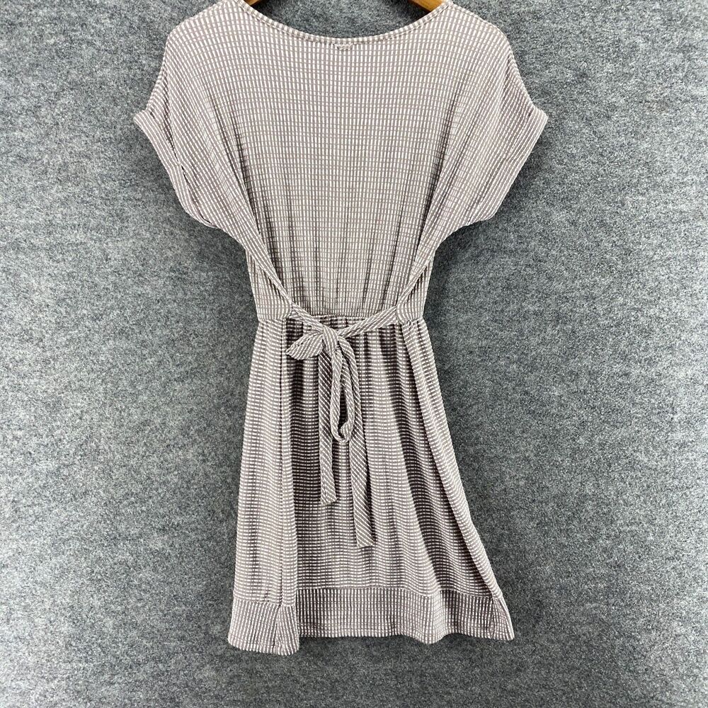 Unbranded Dress Women M Medium Brown Striped Sheath Short Belted Short Sleeve - Picture 2 of 5